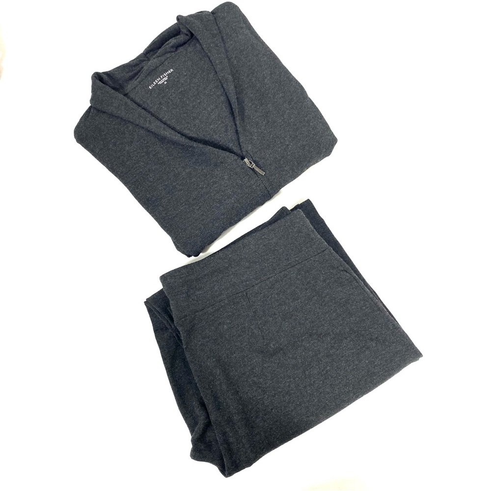 Eileen Fisher women’s 2-piece set Italian yarn front zip up size Medium